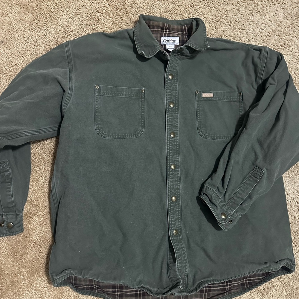 Carhartt Green Button-Up Shirt jacket vintage